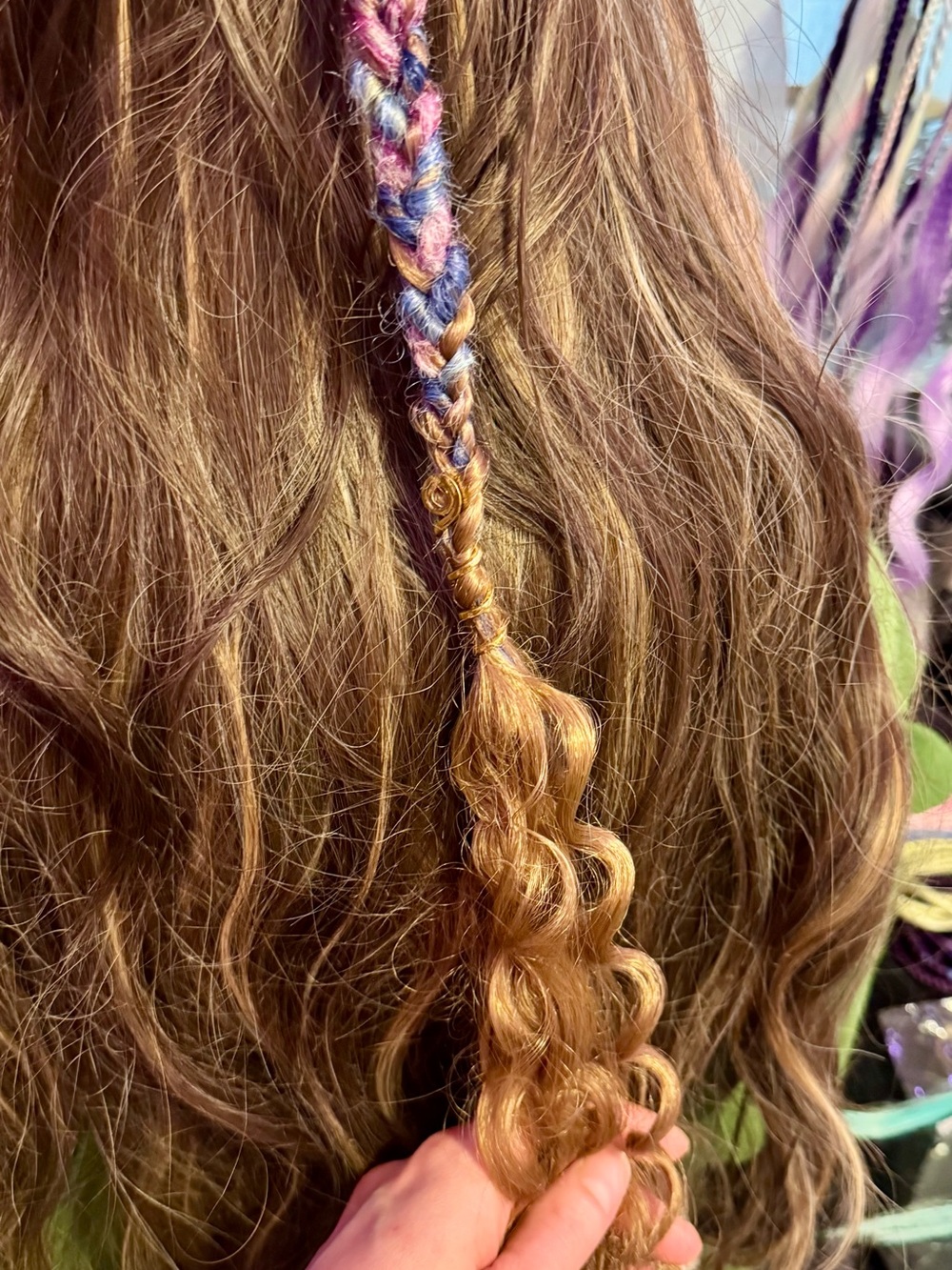 Colorful Braided Hair Extension Accent - Pink & Purple Blend - Picture 3 of 12